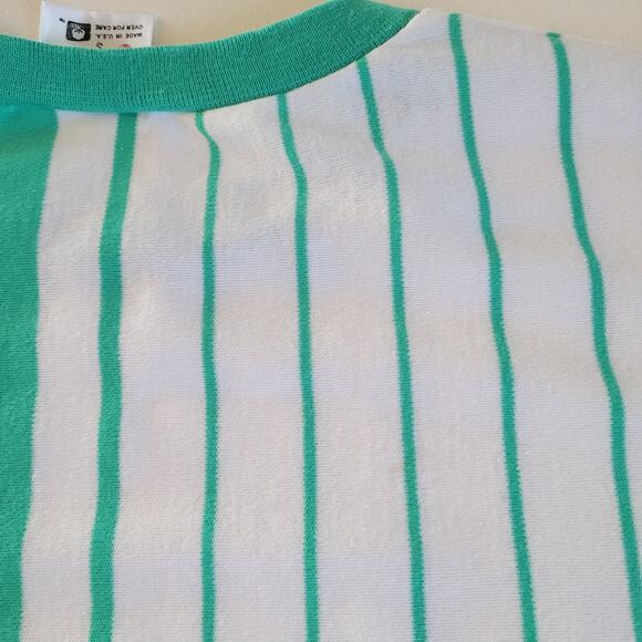 Vintage Aileen Turquoise and White Striped Sweater Shirt Top Size Small - Picture 5 of 7